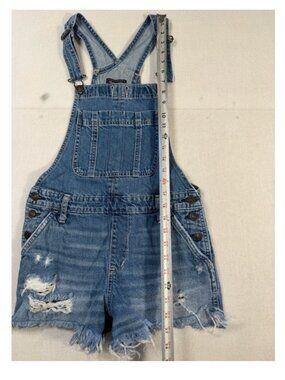 Abercrombie & Fitch Womens XS Distressed Denim Shortalls Medium